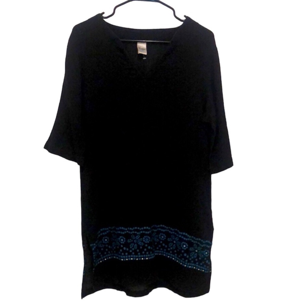 Baja Blue Swim Coverup Black with Turquoise Detail MEDIUM